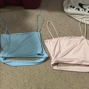 SHEIN Light Pink and Blue Spaghetti Strap Top